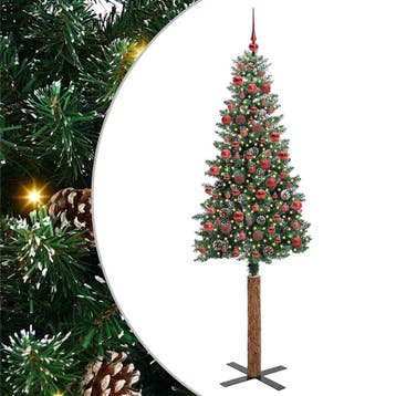vidaXL Slanke Kerstboom Groen 180 cm PVC en massief, Verzenden, Nieuw