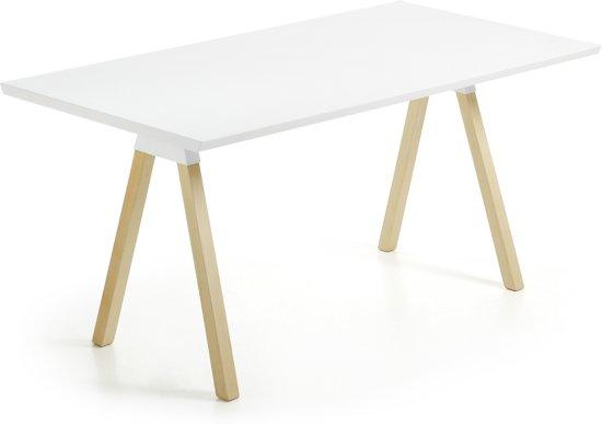 Kave Home Stick - Eetkamertafel - Wit - 80 x 90 cm, Huis en Inrichting, Tafels | Bijzettafels, Verzenden