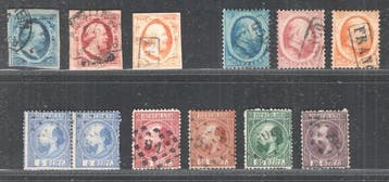 Nederland 1852/1867 - Koning Willem III - 1e t/m 3e emissie, Gestempeld