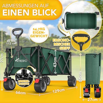 Bolderkar - Opvouwbaar - Bolderwagen  - Groen - TRESKO®, Caravans en Kamperen, Bolderkarren, Verzenden, Zo goed als nieuw