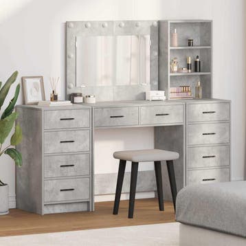 vidaXL Plafondtafel met spiegellichten 3 pcs Beton Grijs, Verzenden, Nieuw