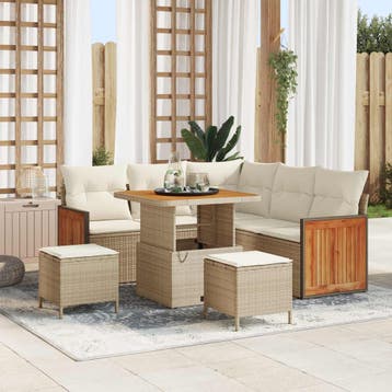 vidaXL Tuinbankenset 8 st 8-Aantal zitplaatsen Beige en, Verzenden, Nieuw, 8 zitplaatsen