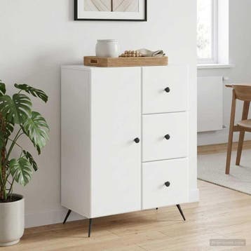 vidaXL Dressoir Wit 66 x 34,5 x 90 cm Bewerkt hout, Huis en Inrichting, Verzenden, Nieuw, Overige houtsoorten, Minder dan 50 cm