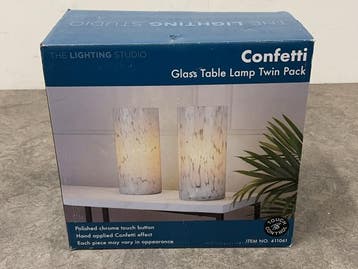 Veiling - Confetti glazen touch tafellampen 2-pack, Nieuw
