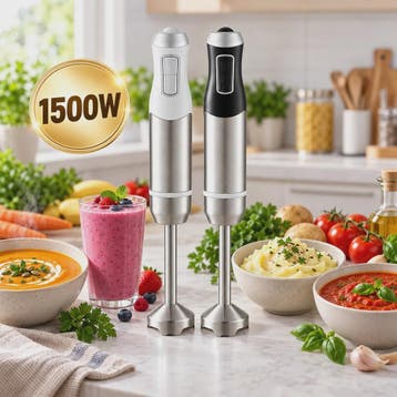 Krachtige 1500W Staafmixer met Turbo, RVS Bladen & Afneembar, Verzenden, Nieuw