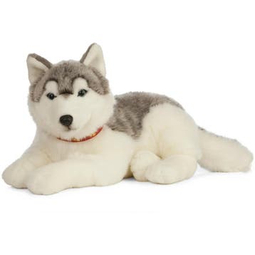 Living Nature husky knuffel - pluche - 60 cm - grijs/wit, Verzenden, Nieuw