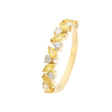 Trouwring - 14 karaat Geel goud - 1.10ct. tw. Saffier -