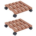 vidaXL Plantentrolleys 2 st 30x30x7,5 cm HKC bruin, Verzenden, Nieuw
