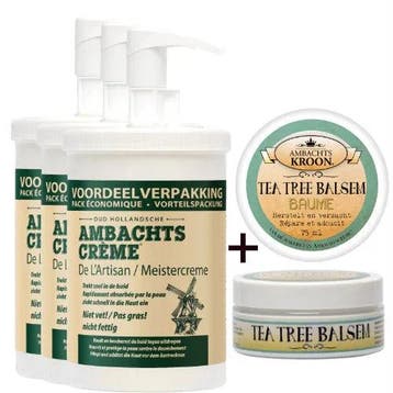 3x pomp 1000ml Ambachtscreme + 1 x Tea Tree Balsem 75ml, Verzenden, Nieuw