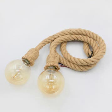 Retro Houten Touw Hanglamp - Vintage Industrieel Design met, Verzenden, Nieuw