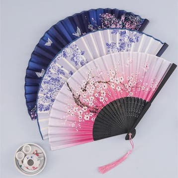 Vintage Zijden Vouwbare Handwaaier - Chinees/Japans Bamboe,, Verzenden, Nieuw
