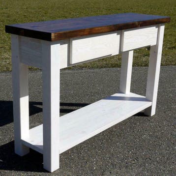 Sidetable duurzaam gerecycled hout 120 x 35 poot White Wash, Ophalen, 100 tot 150 cm, Nieuw, Landelijk