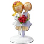 Taarttopper Bruidspaar Vrouwen Komisch Polystone 9cm, Verzenden, Nieuw