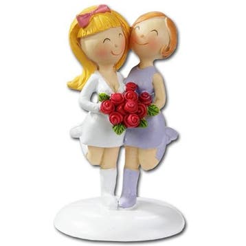 Taarttopper Bruidspaar Vrouwen Komisch Polystone 9cm, Verzenden, Nieuw