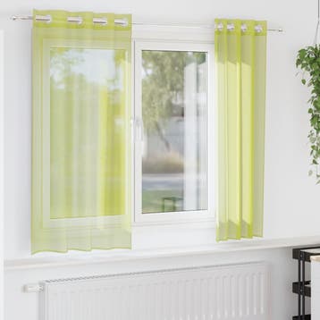 vidaXL Gordijnen voile met doorvoertules 2 st 140x175 cm, Verzenden, Nieuw, Groen