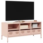 vidaXL Tv-meubel 101,5x39x43,5 cm koudgewalst staal roze, Huis en Inrichting, Minder dan 50 cm, Verzenden, Nieuw, Minder dan 25 cm