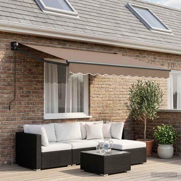 vidaXL Handmatige Zonnescherm 3 x 2,5 m Taupe 100% Polyester, Verzenden, Nieuw