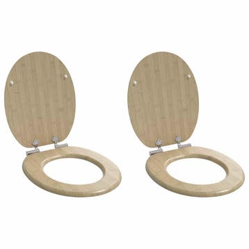 vidaXL Zachte sluit toiletbril 2 st Lichte Bamboekleur 44 x, Verzenden, Nieuw