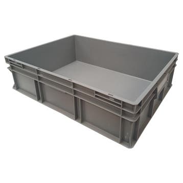 Stapelbak, 800x600x220 mm, euronorm gesloten bodem, grijs, Ophalen of Verzenden