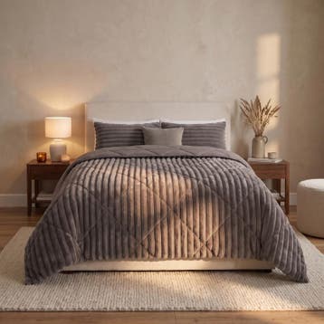 Lazy all-in-one dekbed ribstof - donkerbruin - 200 x 200 cm, Verzenden, Nieuw