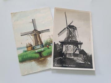 Nederland - Unieke handgeschilderde molens, echte molens,, Gelopen