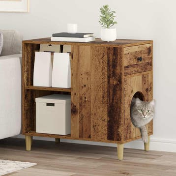 vidaXL Kattenhuis Oud hout 72 x 42,5 x 70 cm Bewerkt hout, Verzenden, Nieuw