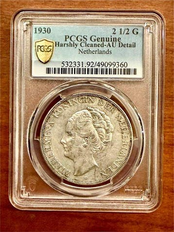 Nederland. Wilhelmina. 2 1/2 Gulden 1930 (Zonder