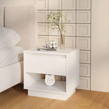vidaXL Nachtkastje 45x34x44 cm bewerkt hout wit, Minder dan 45 cm, Verzenden, Nieuw, Minder dan 55 cm