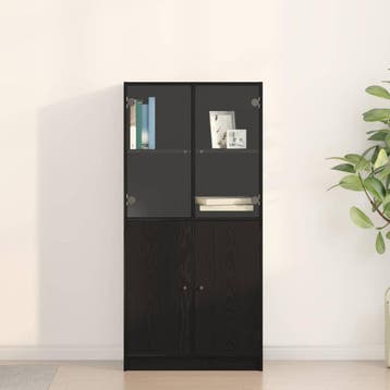 vidaXL buffetkast Zwart Eiken 68 x 37 x 142 cm, Huis en Inrichting, Minder dan 50 cm, Verzenden, Nieuw, Minder dan 100 cm