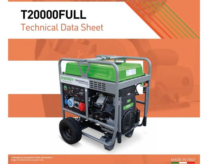 Energy T20000FULL generator aggregaat benzine 20kVA 16kW, Doe-het-zelf en Verbouw, Aggregaten, Benzine, Nieuw, Elektrisch startend