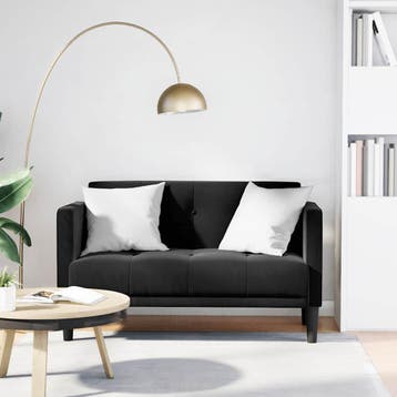 vidaXL Loveseat bank zwart 111 cm fluweel, Verzenden, Nieuw, Stof