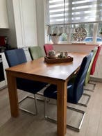 Set van 6 leren eetkamerstoelen met rvs poot, Ophalen of Verzenden, Nieuw, Leer