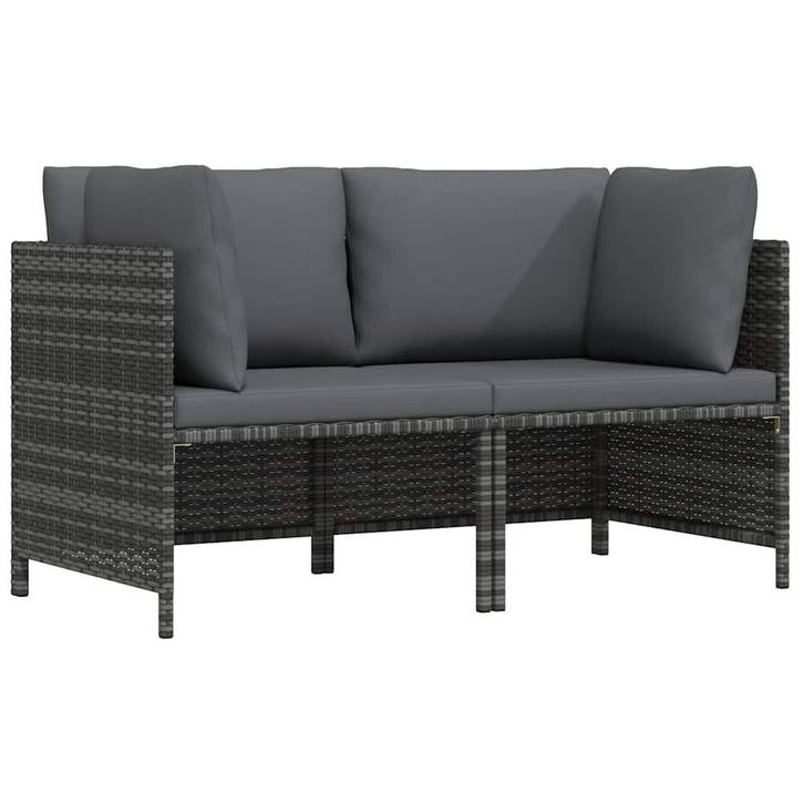 vidaXL Tuinbank 2-zits met kussens poly rattan grijs, Tuin en Terras, Tuinsets en Loungesets, Nieuw, Verzenden
