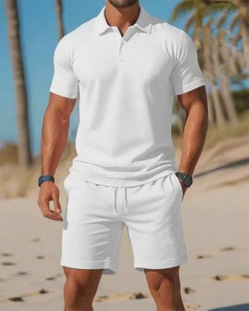 Zomerse Heren Polo Shirt en Mesh Shorts Set - Casual & Ademe, Verzenden, Nieuw