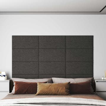 vidaXL Wandhoofdbord 12 st 60 x 30 cm Donkergrijs Stof, Doe-het-zelf en Verbouw, Platen en Panelen, Verzenden, Nieuw