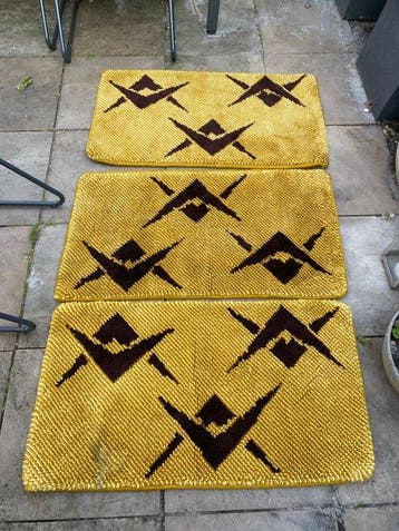 Tapijt - 107 cm - 60 cm - Unieke 3-delige Vintage