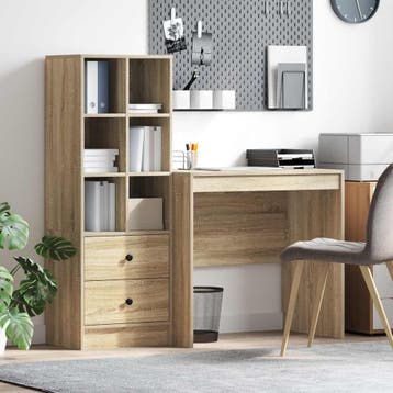 vidaXL Bureau Sonoma Eiken 135,5 x 50 x 127 cm 2 st, Verzenden, Nieuw