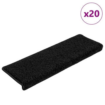 vidaXL Trapmatten 20 st 65x21x4 cm Zwart Rechthoekige Rand, Verzenden, Nieuw