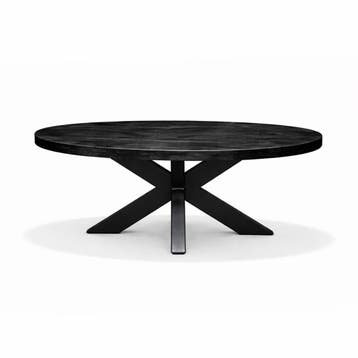 Salontafel Silvia Ovaal 110x70cm Mango Zwart, Ophalen of Verzenden, Nieuw
