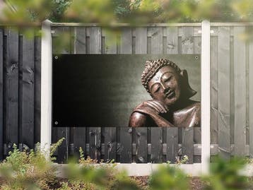 NR 1221: Tuinposter Boeddha bruin 90x180cm, Nieuw
