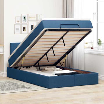 vidaXL Bed met matras 120x200 cm stof blauw, Nieuw, Twijfelaar, 120 cm, 200 cm