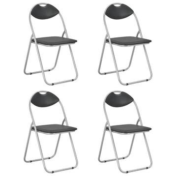 vidaXL Opklapbare stoelen, 4 stuks, zwart kunstleer, Verzenden, Nieuw, Zwart