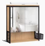 Badkamerkast met Spiegel en LED  Wandkast met Plank en Föhnh, Verzenden, Nieuw