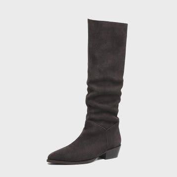 Dames Suède Laarzen - Kniehoog, Chocoladebruin, Puntige Neus, Verzenden, Nieuw