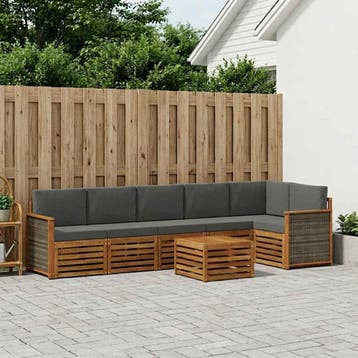 vidaXL Hoekbank Set met kussen 6 pcs Natuurlijk en Antraciet, Verzenden, Nieuw