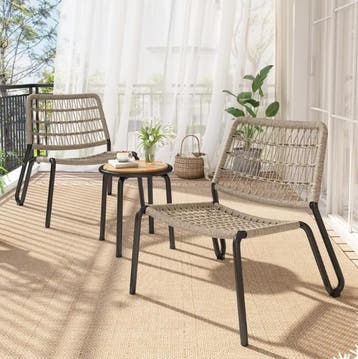 3-Delige Bistroset –Staal, Touw en Houten Tafel Binnen/Buite, Huis en Inrichting, Stoelen, Verzenden, Nieuw