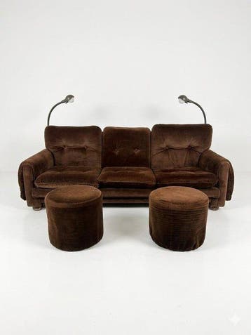 Sofa - Fluweel - Modulaire Space Age-set - driezitsbank met