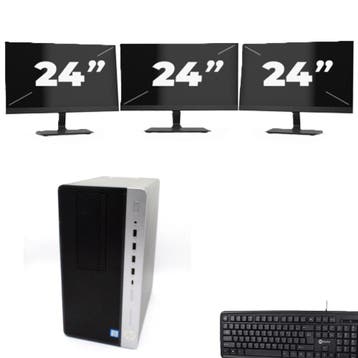 HP ProDesk 600 G4 Micro  -   i5-8e  - 8GB  - 256GB  + 3x 24, 8e Generatie, Verzenden, Refurbished, HP