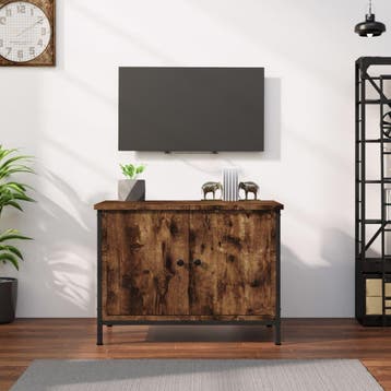 vidaXL Tv-meubel met deuren 60x35x45 cm bewerkt hout gerookt, Verzenden, Nieuw, 50 tot 100 cm, Minder dan 100 cm