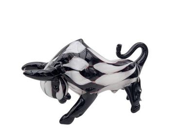 sculptuur, Taurus - schaakpatroon - 24 cm - Glas